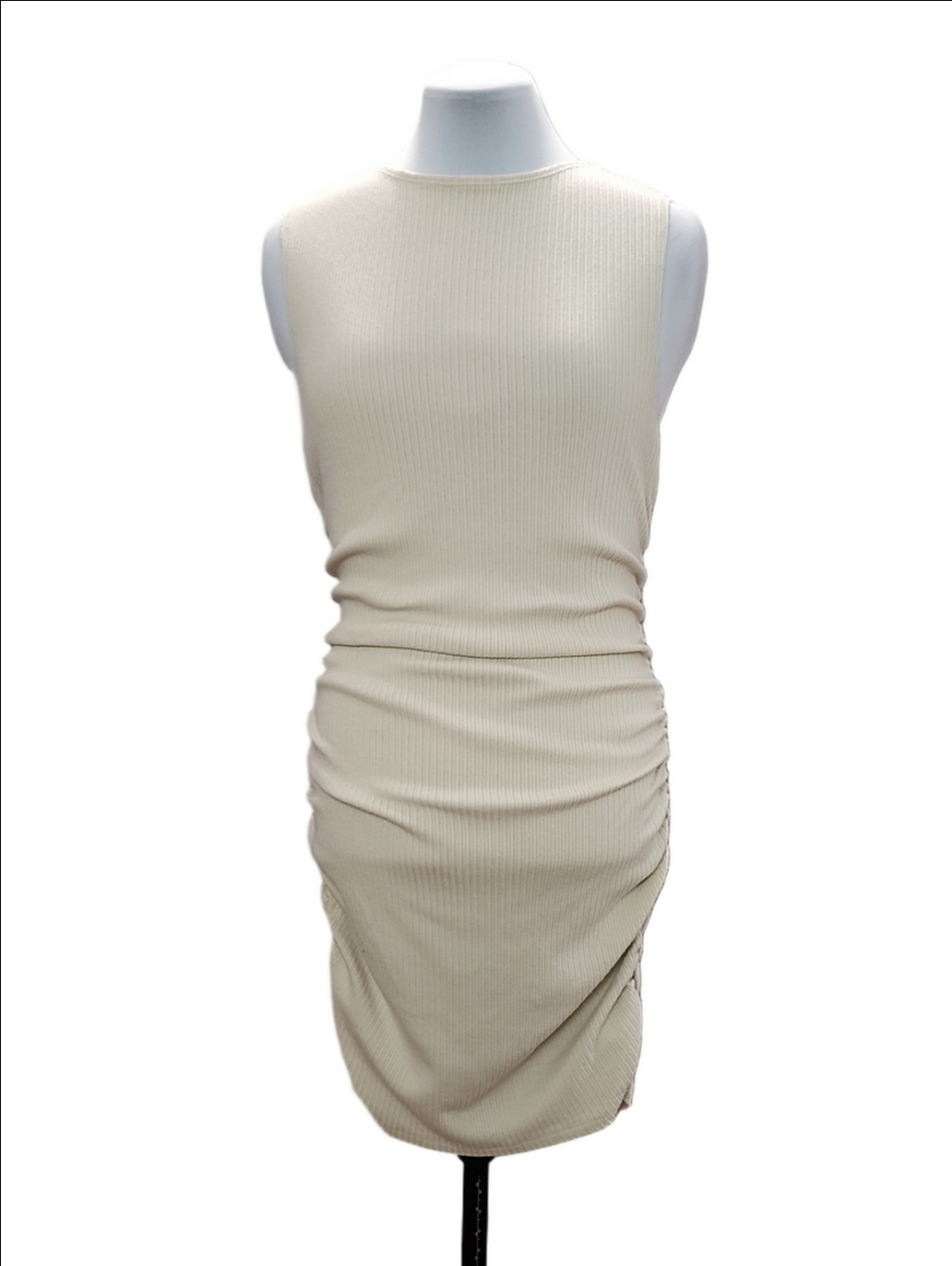 REFORMATION ribbed sleeveless ruched bodycon dress